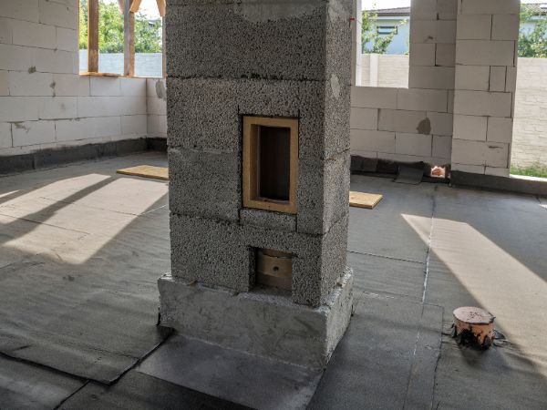 Chimney interior being rebuilt, Brookfield, WI.